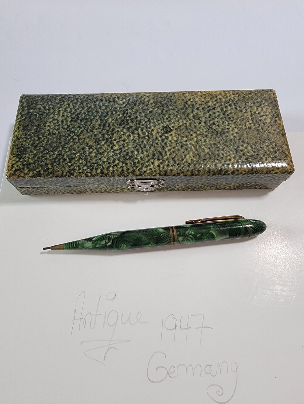Antique 1947 German Mechanical Green Pencil in Original Case